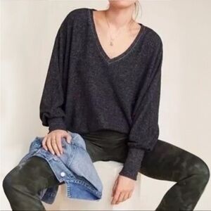 Anthropologie SATURDAY SUNDAY M Oversized Rhea Hacci Knit Dolman Pullover Grey